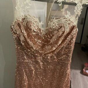 Rose Gold Sequin Bridesmaid Dress Size Small